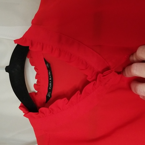 Zara Basic sheer red blouse size L - Picture 3 of 3